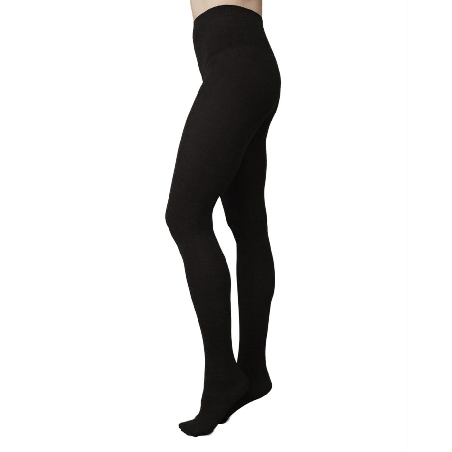Ylva Wool Fishb. Black | Swedish Stockings