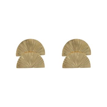 Ribbed Double Half Moon Earring Gold Plated | Betty Bogaers