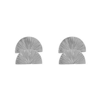Ribbed Double Half Moon Earring Silver | Betty Bogaers