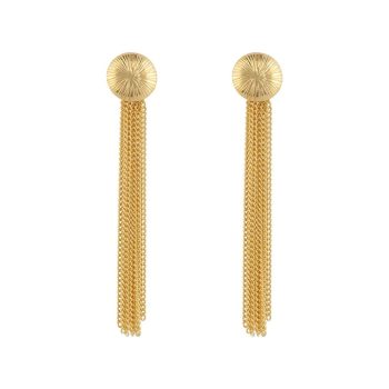 Ribbed Medium Moon Chain Stud Earring Gold Plated | Betty Bogaers