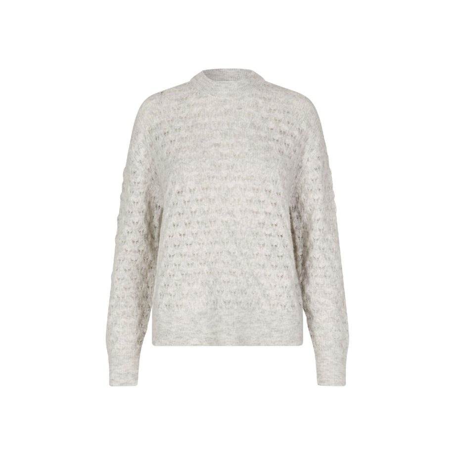 Saanour Pointelle Sweater White Mel. | Samsoe Samsoe