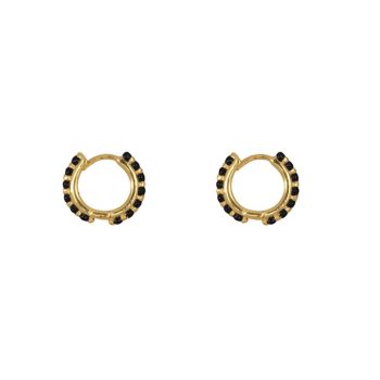 Balls Emaille Click Hoop Earring Gold Plated Black | Betty Bogaers