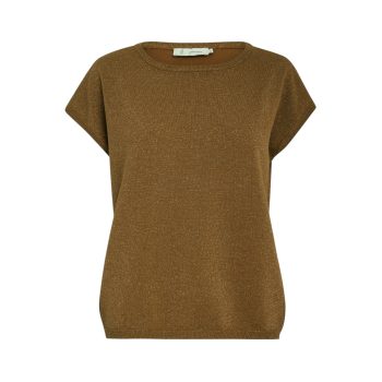 Remi Cap Sleeve Knit Top Tobacco Metallic | Peppercorn
