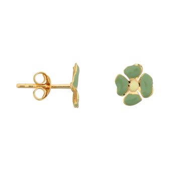 Medium Folded Clover Stud Earring Green Enamel | Betty Bogaers