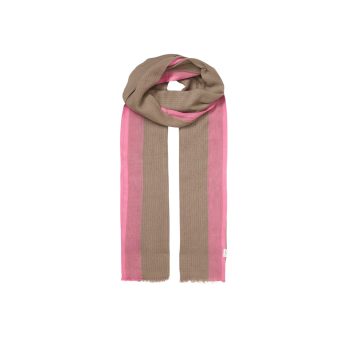 Stripy Cowea Scarf Carmine Pink | Becksöndergaard